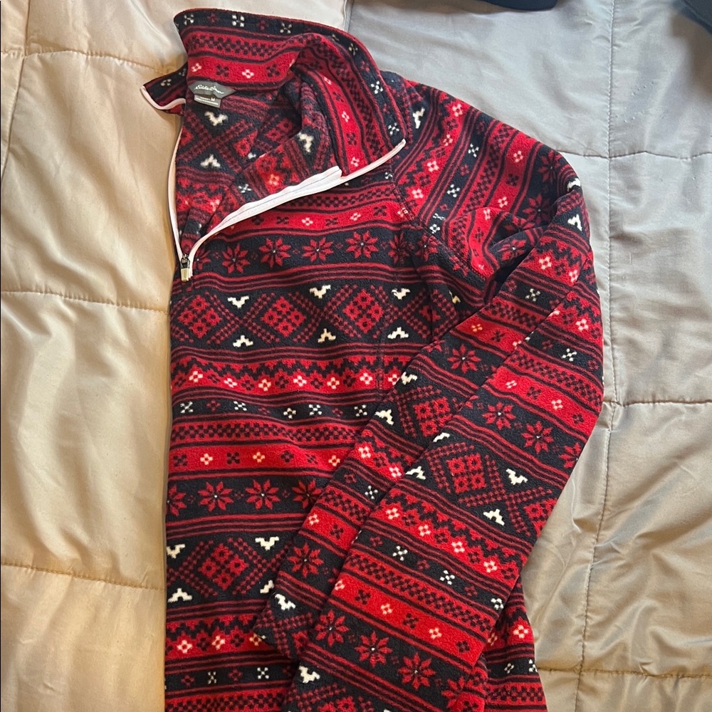 Eddie Bauer Red and Black Geometric Pullover